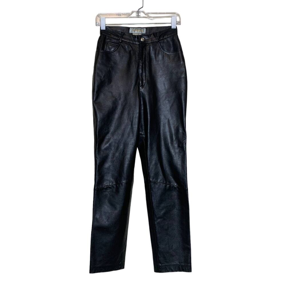 Margaret Godfrey vintage black leather high rise leather pants size 4